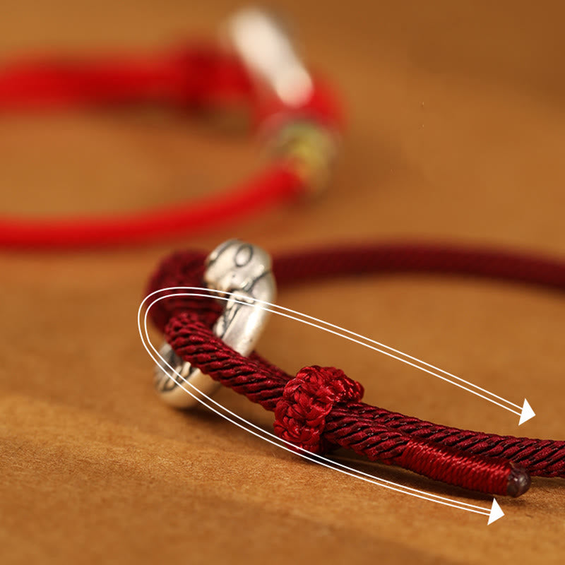 KarmaRipple's Red String 999 Sterling Silver Peace Buckle Coin Year of the Snake Strength Bracelet p11