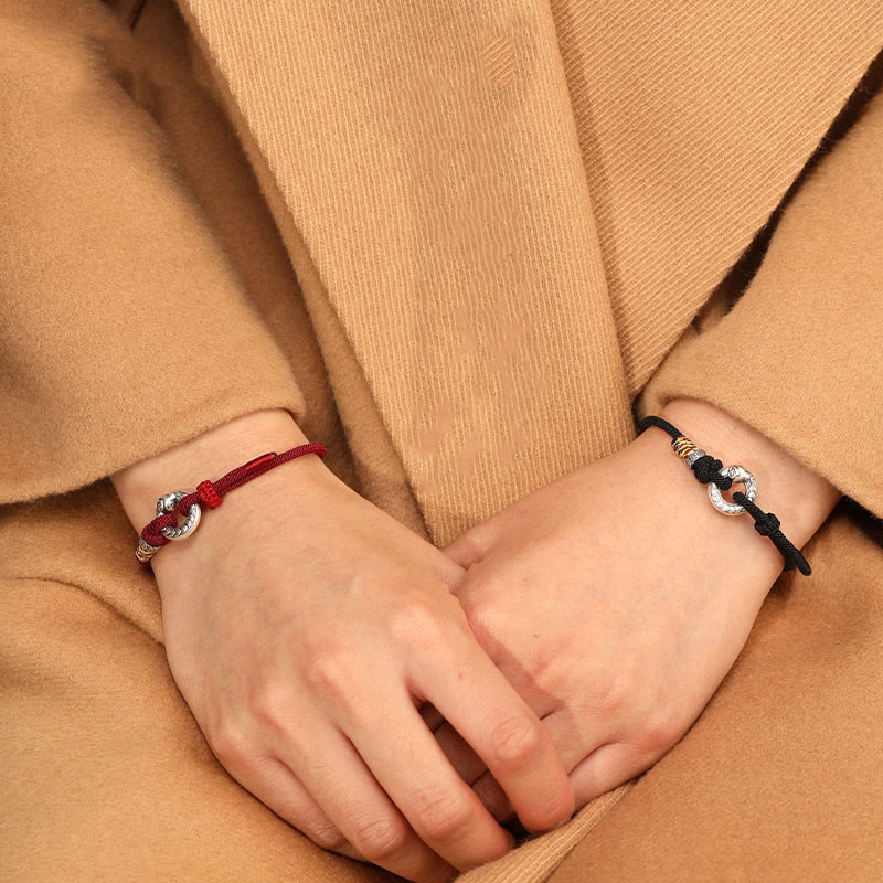 KarmaRipple's Red String 999 Sterling Silver Peace Buckle Coin Year of the Snake Strength Bracelet p15