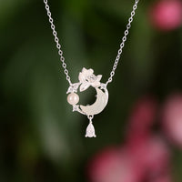KarmaRipple's Hetian Jade 925 Sterling Silver Cubic Zirconia Pearl Pendant Necklace