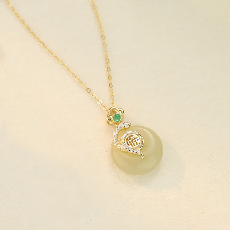 KarmaRipple's 925 Sterling Silver Fu Character Hetian Jade Peace Buckle Year Of The Snake Fortune Pendant Necklace p9