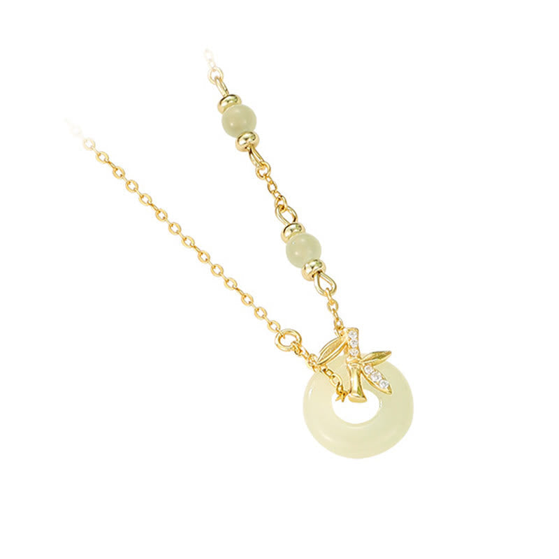 KarmaRipple's Hetian Jade 925 Sterling Silver Cubic Zirconia Peace Buckle Abundance Pendant Necklace p9