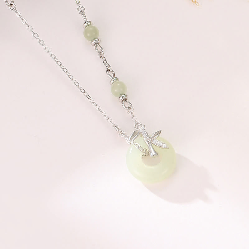 KarmaRipple's Hetian Jade 925 Sterling Silver Cubic Zirconia Peace Buckle Abundance Pendant Necklace p2