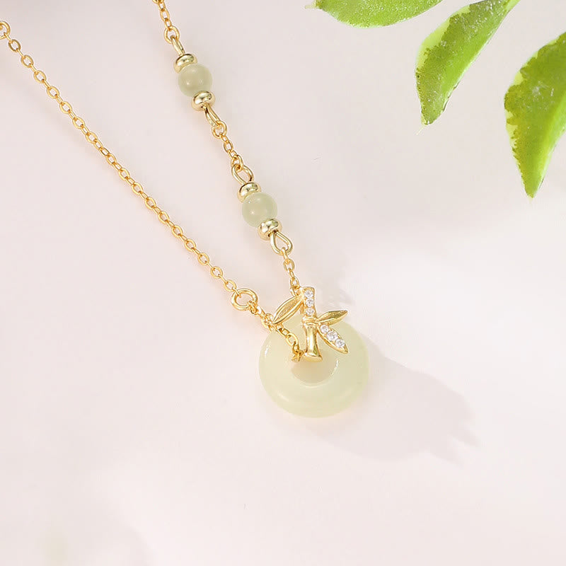 KarmaRipple's Hetian Jade 925 Sterling Silver Cubic Zirconia Peace Buckle Abundance Pendant Necklace p1