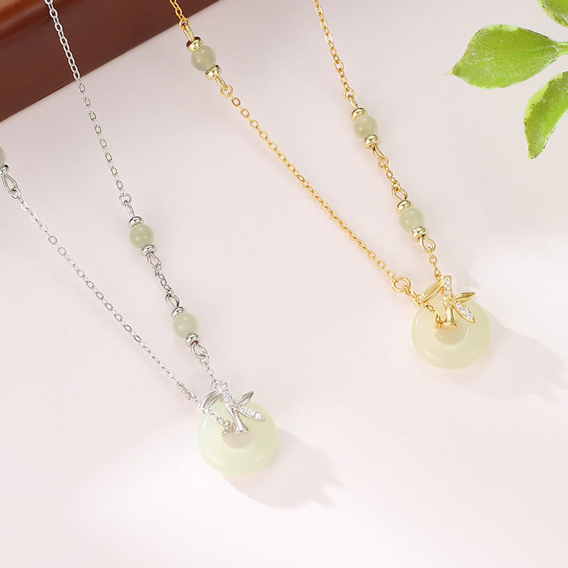 KarmaRipple's Hetian Jade 925 Sterling Silver Cubic Zirconia Peace Buckle Abundance Pendant Necklace p10
