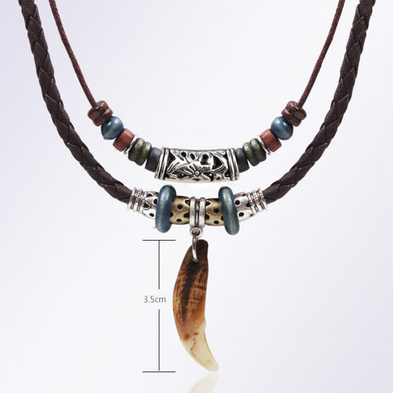 KarmaRipple's Ethnic Wolf Tooth Pattern Beadwork Wealth Pendant Necklace p9
