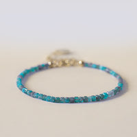 KarmaRipple's KarmaRipple 2.5mm Apatite Ultra-thin Beadwork 14k Gold Plated Bronze Heart Motivation Bracelet