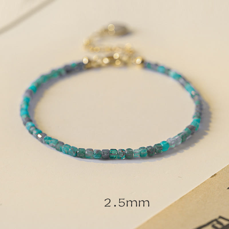 KarmaRipple's KarmaRipple 2.5mm Apatite Ultra-thin Beadwork 14k Gold Plated Bronze Heart Motivation Bracelet p11