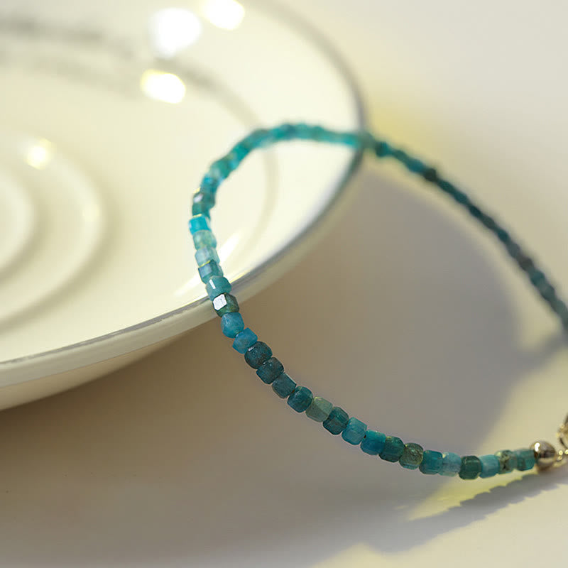 KarmaRipple's KarmaRipple 2.5mm Apatite Ultra-thin Beadwork 14k Gold Plated Bronze Heart Motivation Bracelet p5