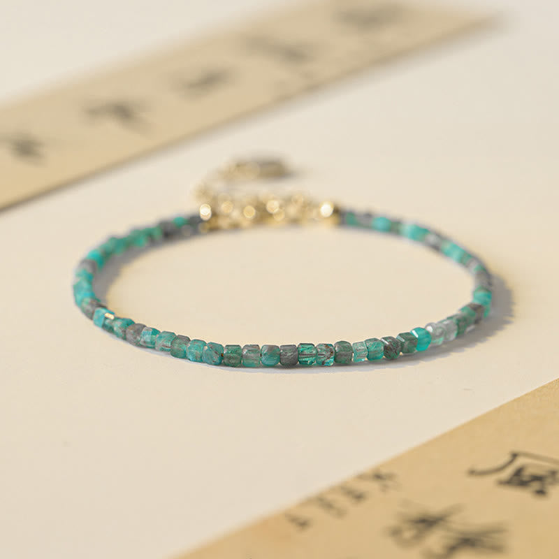 KarmaRipple's KarmaRipple 2.5mm Apatite Ultra-thin Beadwork 14k Gold Plated Bronze Heart Motivation Bracelet p4