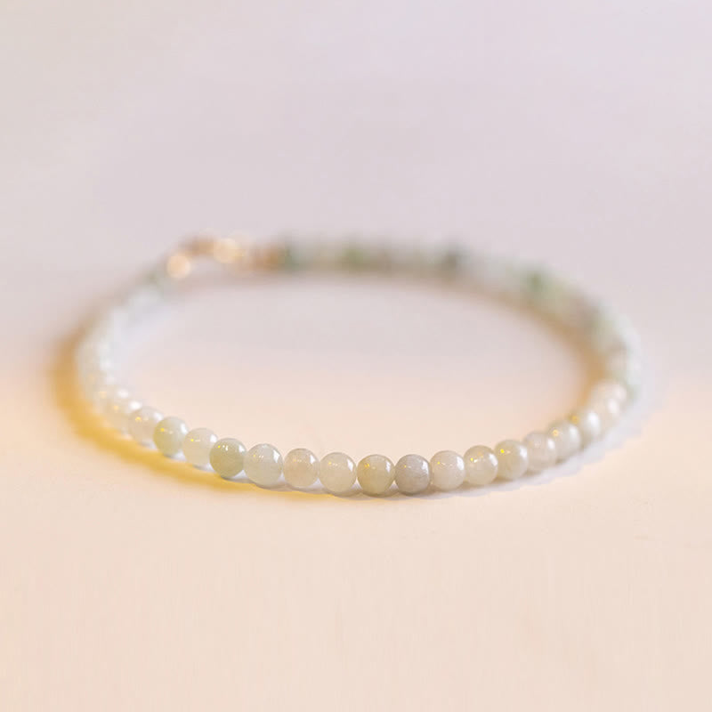 KarmaRipple's 2mm Jade Ultra-thin Beadwork 14k Gold Plated Bronze Fortune Bracelet p1