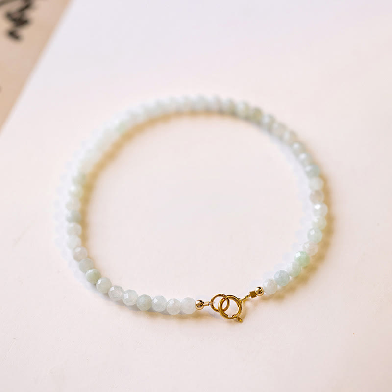 KarmaRipple's 2mm Jade Ultra-thin Beadwork 14k Gold Plated Bronze Fortune Bracelet p4