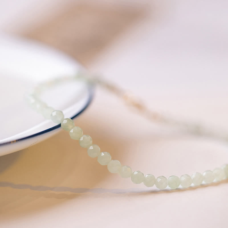 KarmaRipple's 2mm Jade Ultra-thin Beadwork 14k Gold Plated Bronze Fortune Bracelet p6