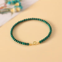 KarmaRipple's 4mm Authentic Malachite Beadwork 14k Gold Plated Bronze Anti-anxiety Bracelet
