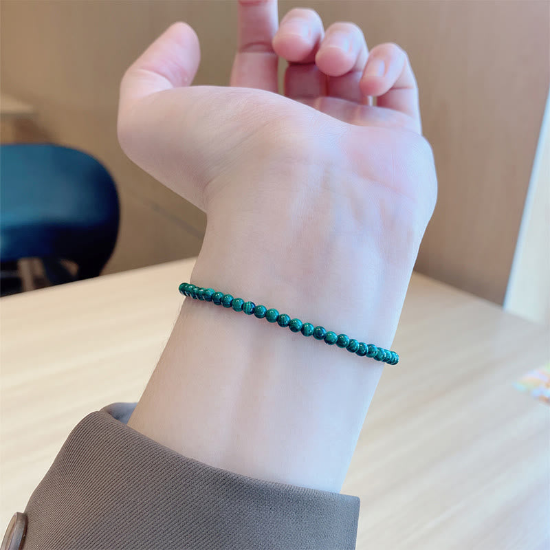 KarmaRipple's 4mm Authentic Malachite Beadwork 14k Gold Plated Bronze Anti-anxiety Bracelet p12