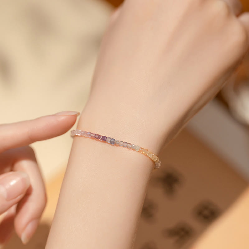 KarmaRipple's 2.5mm Fluorite Ultra-thin Beadwork 14k Gold Plated Bronze Heart Power Bracelet p11