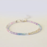 KarmaRipple's 2.5mm Fluorite Ultra-thin Beadwork 14k Gold Plated Bronze Heart Power Bracelet
