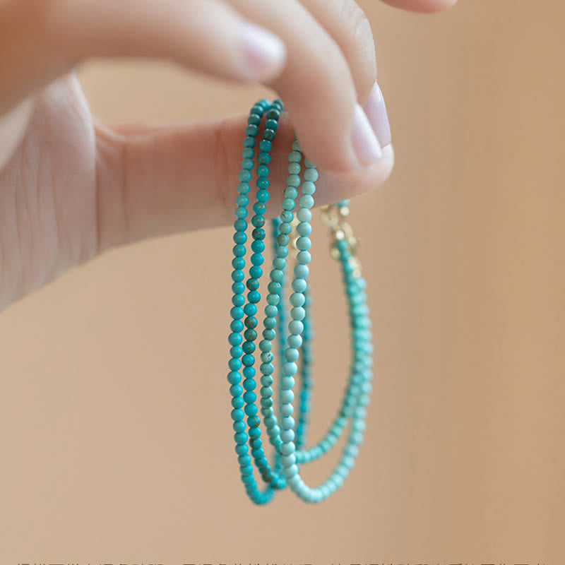 KarmaRipple's 2mm Turquoise Ultra-thin Beadwork 14k Gold Plated Bronze Wisdom Bracelet p8