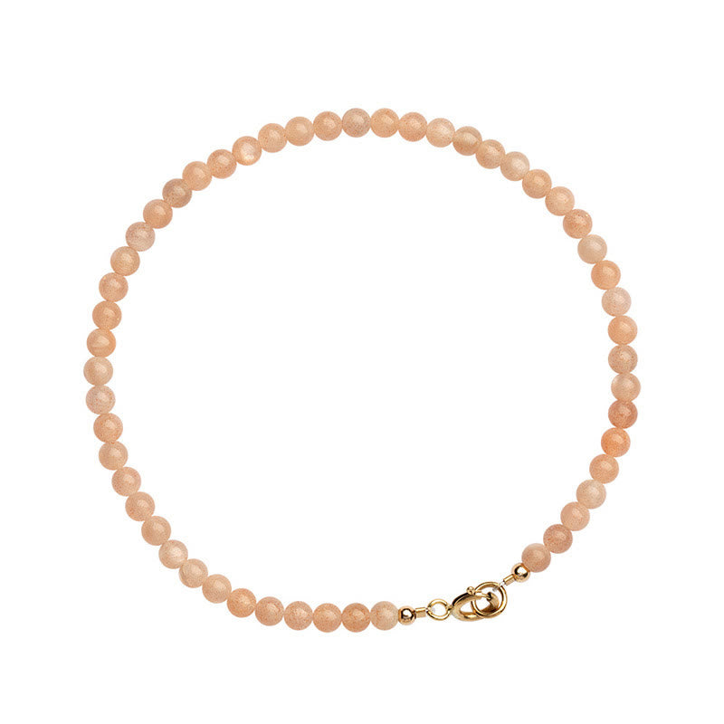 KarmaRipple's 3mm Sun Stone Ultra-thin Beadwork 14k Gold Plated Bronze Wealth Bracelet p14