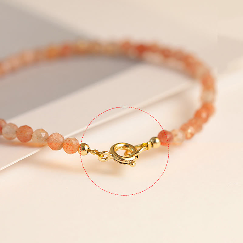 KarmaRipple's 3mm Sun Stone Ultra-thin Beadwork 14k Gold Plated Bronze Wealth Bracelet p5