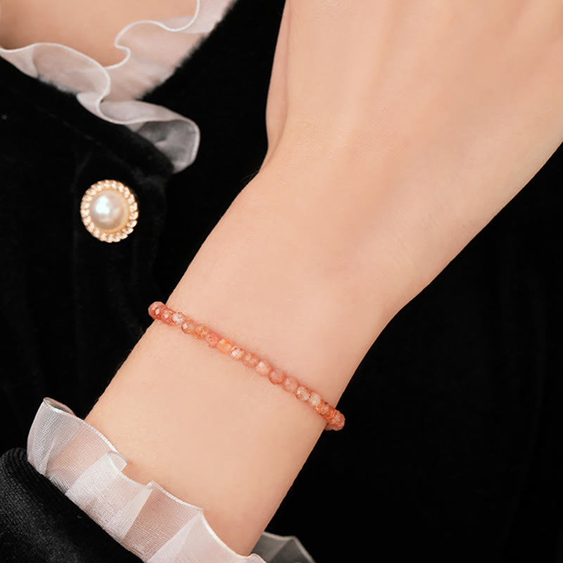 KarmaRipple's 3mm Sun Stone Ultra-thin Beadwork 14k Gold Plated Bronze Wealth Bracelet p12