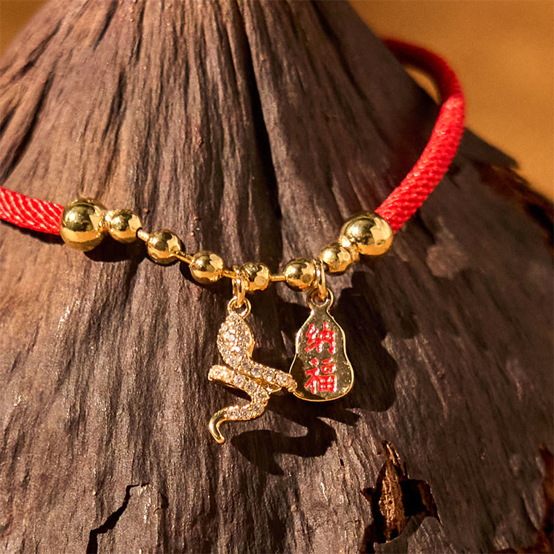 KarmaRipple's Handmade Red String Fu Character Year Of The Snake Protection Woven Bracelet p4
