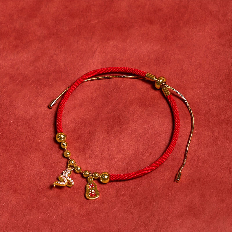 KarmaRipple's Handmade Red String Fu Character Year Of The Snake Protection Woven Bracelet p3