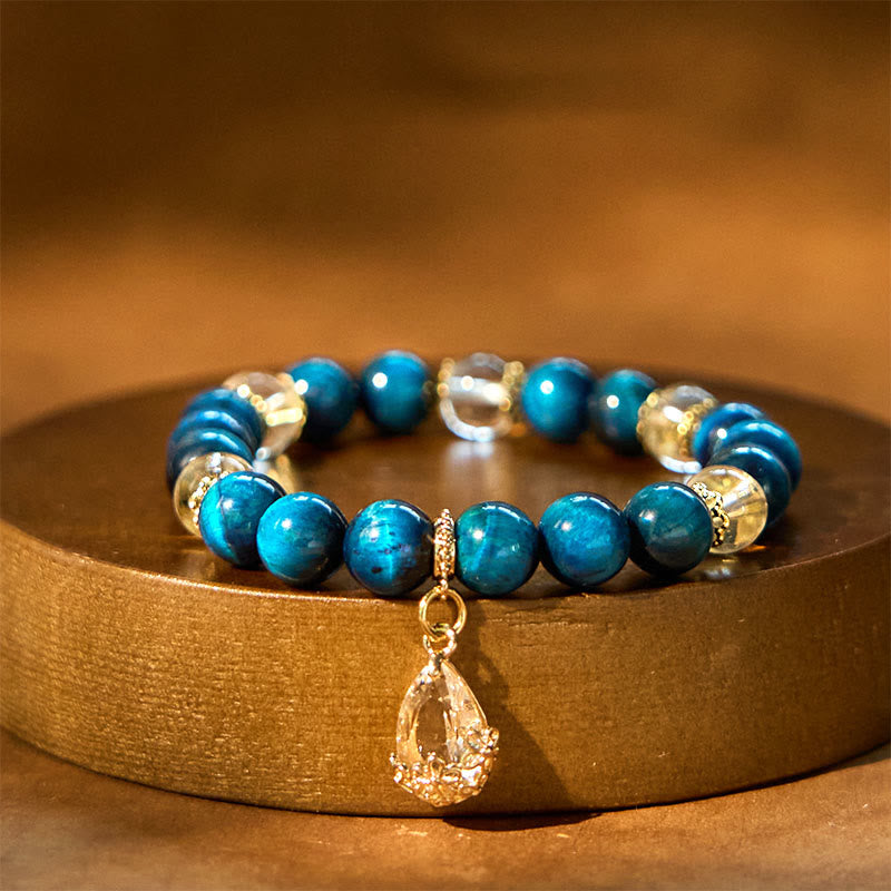 KarmaRipple's Blue Tiger Eye Ivory Gemstone Water Drop Strength Bracelet p7