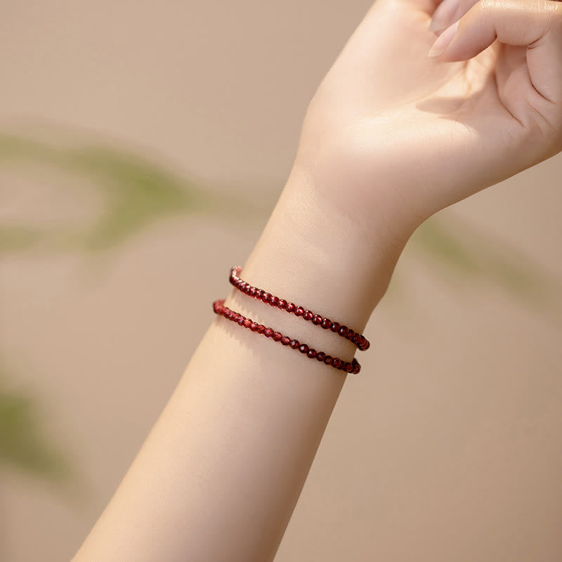 KarmaRipple's 3mm Authentic Small Garnet Ultra-Thin Beadwork Protection Bracelet p10