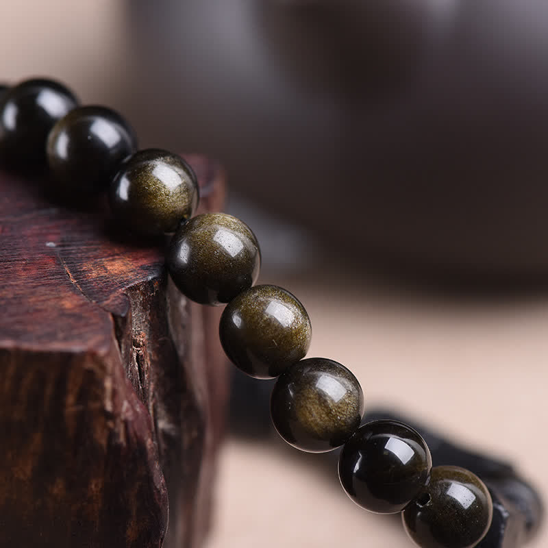 KarmaRipple's Gold Sheen Obsidian Black Tourmaline Wealth Bracelet p7