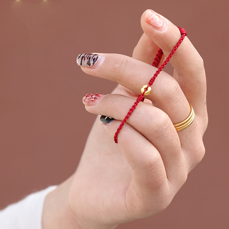 KarmaRipple's 999 Gold Small Peace Buckle Red String Protection Fortune Woven Bracelet Anklet p10