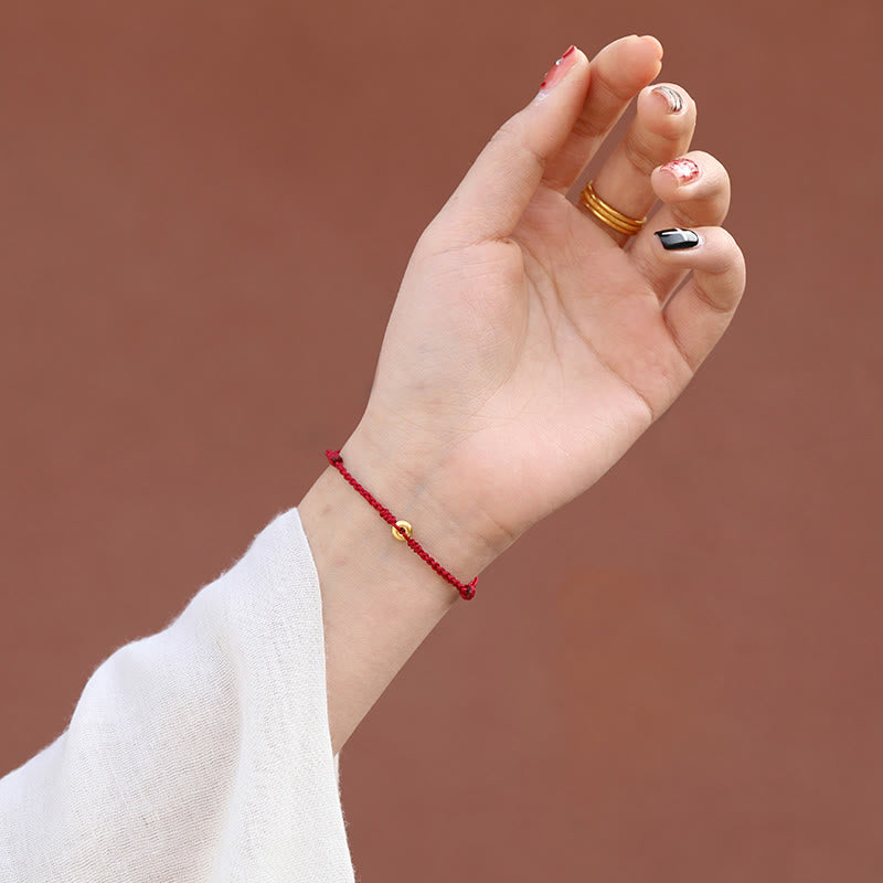 KarmaRipple's 999 Gold Small Peace Buckle Red String Protection Fortune Woven Bracelet Anklet p11
