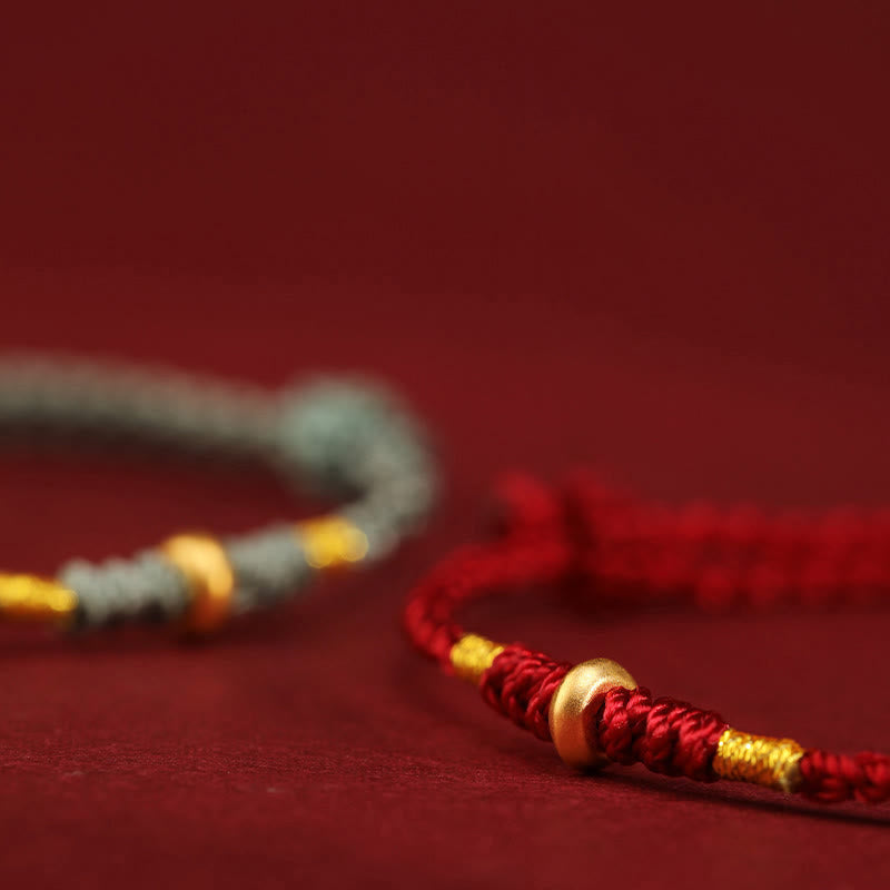 KarmaRipple's 999 Gold Small Fortunate Beadwork String Protection Fortune Woven Bracelet Anklet p11