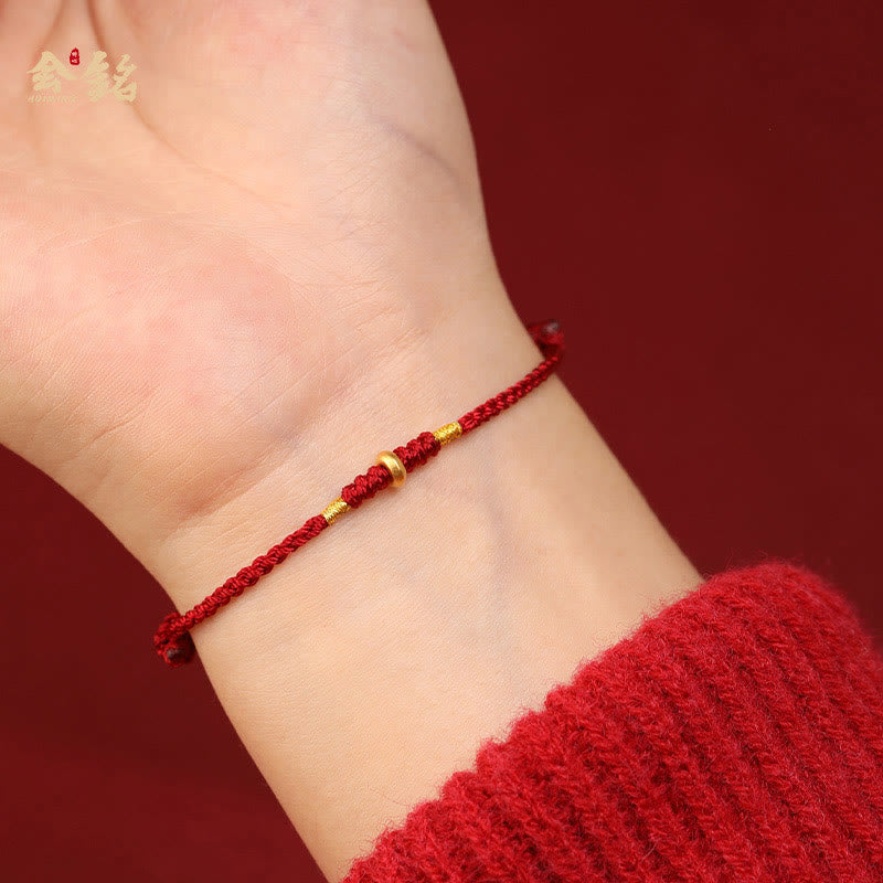 KarmaRipple's 999 Gold Small Fortunate Beadwork String Protection Fortune Woven Bracelet Anklet p7