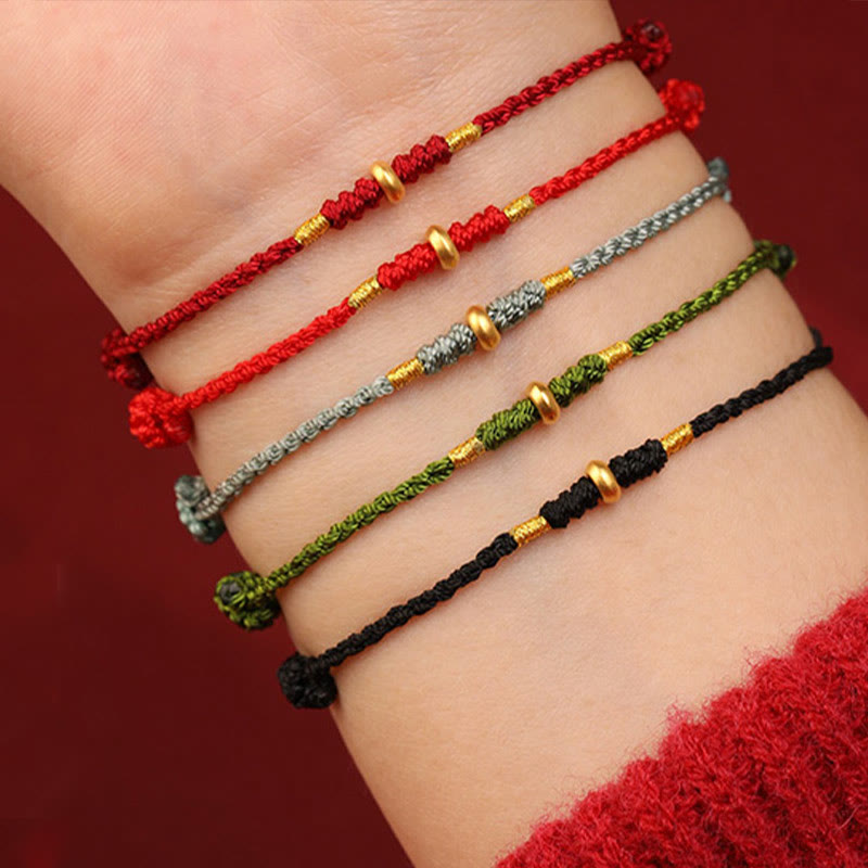 KarmaRipple's 999 Gold Small Fortunate Beadwork String Protection Fortune Woven Bracelet Anklet p16