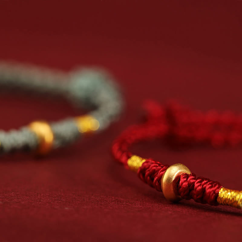 KarmaRipple's 999 Gold Small Fortunate Beadwork String Protection Fortune Woven Bracelet Anklet p13