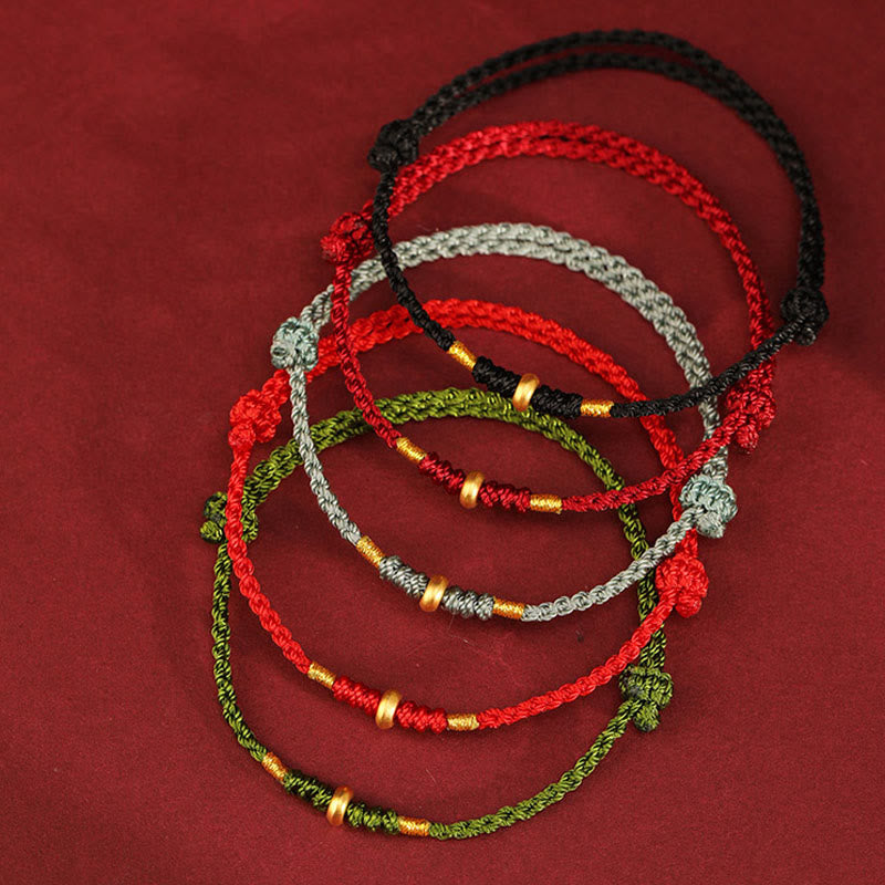 KarmaRipple's 999 Gold Small Fortunate Beadwork String Protection Fortune Woven Bracelet Anklet p15