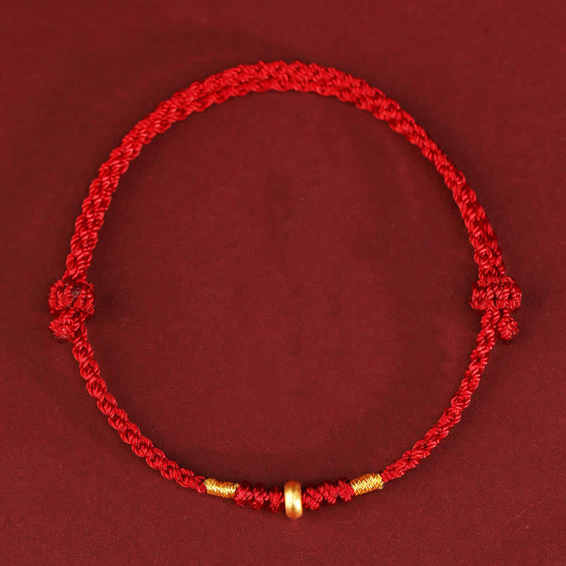 KarmaRipple's 999 Gold Small Fortunate Beadwork String Protection Fortune Woven Bracelet Anklet p18
