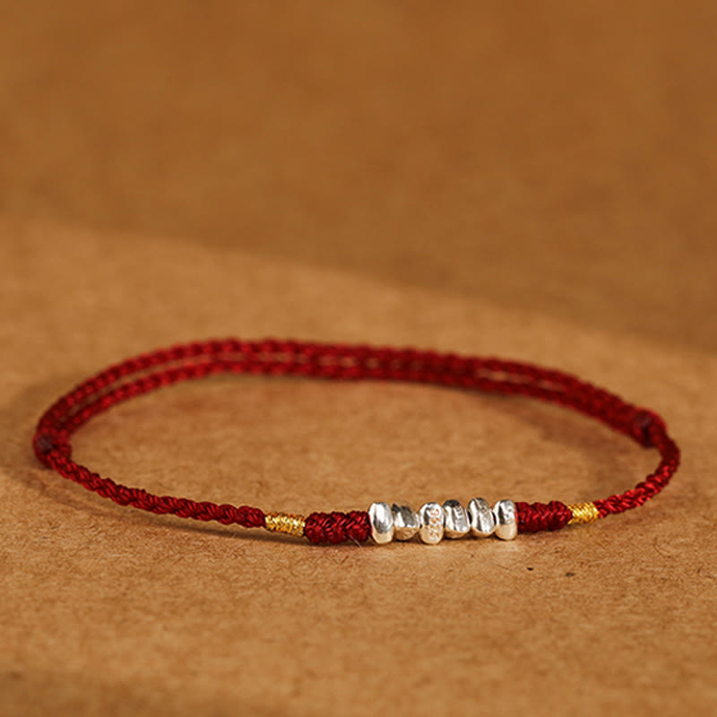 KarmaRipple's 925 Sterling Silver String Protection Fortune Ultra-Thin Woven Bracelet Anklet p5