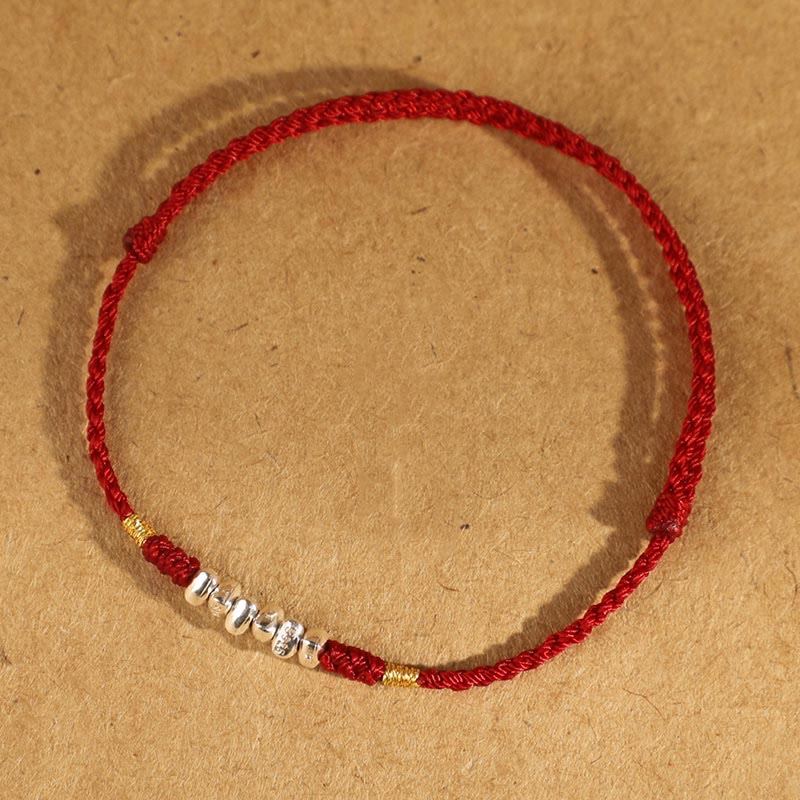 KarmaRipple's 925 Sterling Silver String Protection Fortune Ultra-Thin Woven Bracelet Anklet p20