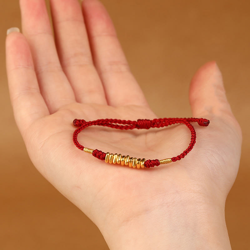 KarmaRipple's 999 Gold Small Pieces String Protection Fortune Ultra-Thin Woven Bracelet p9