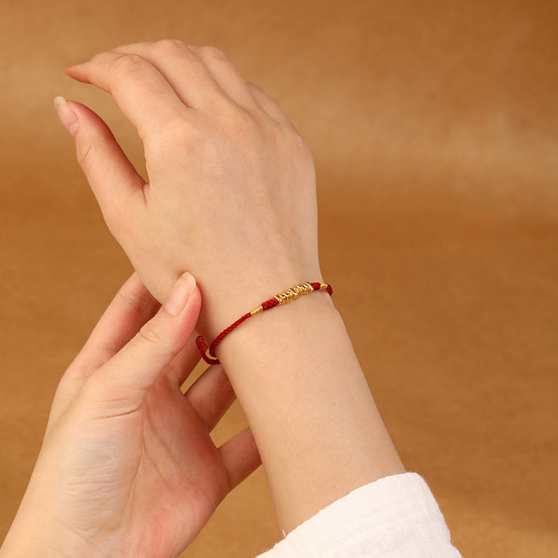 KarmaRipple's 999 Gold Small Pieces String Protection Fortune Ultra-Thin Woven Bracelet p6
