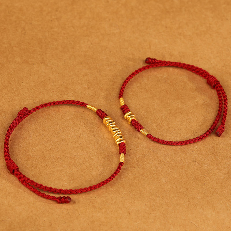 KarmaRipple's 999 Gold Small Pieces String Protection Fortune Ultra-Thin Woven Bracelet p5