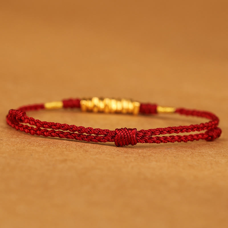 KarmaRipple's 999 Gold Small Pieces String Protection Fortune Ultra-Thin Woven Bracelet p4