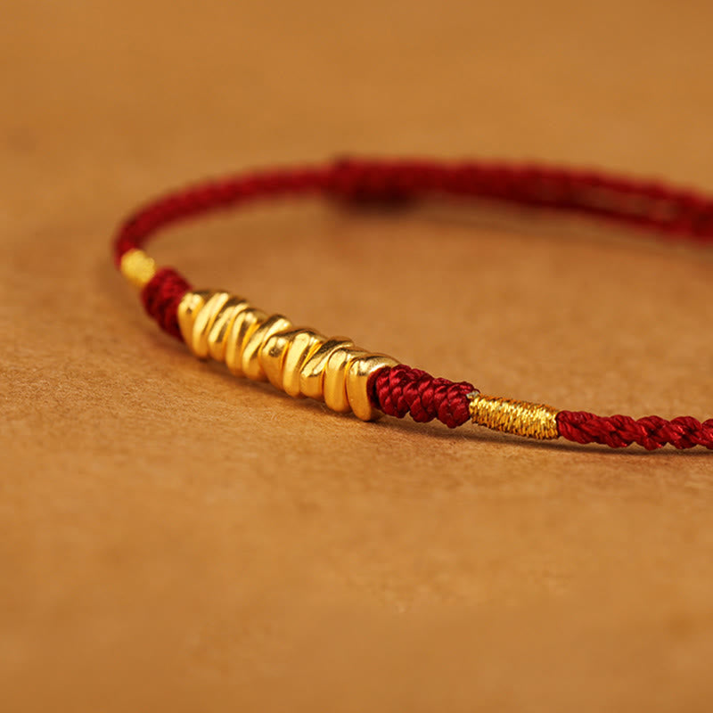 KarmaRipple's 999 Gold Small Pieces String Protection Fortune Ultra-Thin Woven Bracelet p12