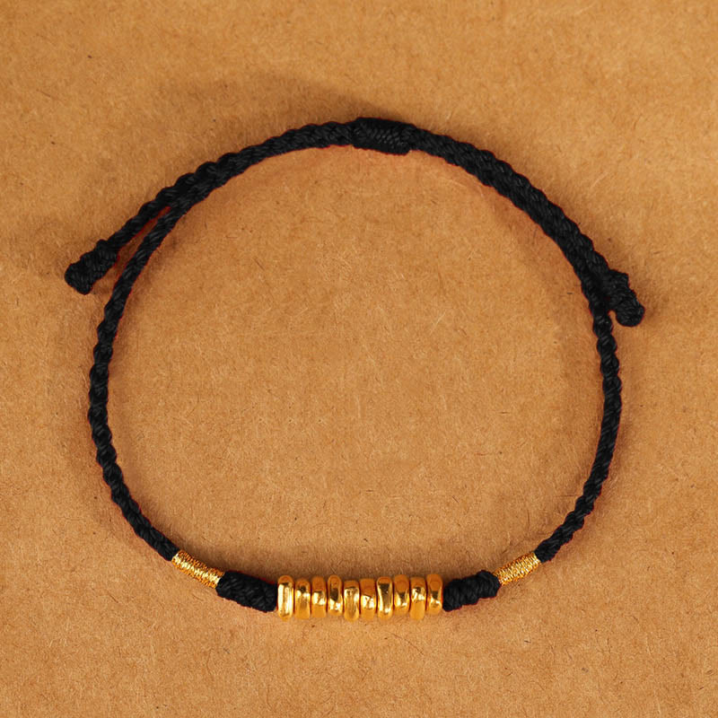 KarmaRipple's 999 Gold Small Pieces String Protection Fortune Ultra-Thin Woven Bracelet p3