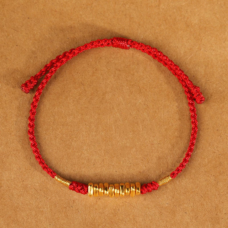 KarmaRipple's 999 Gold Small Pieces String Protection Fortune Ultra-Thin Woven Bracelet p20