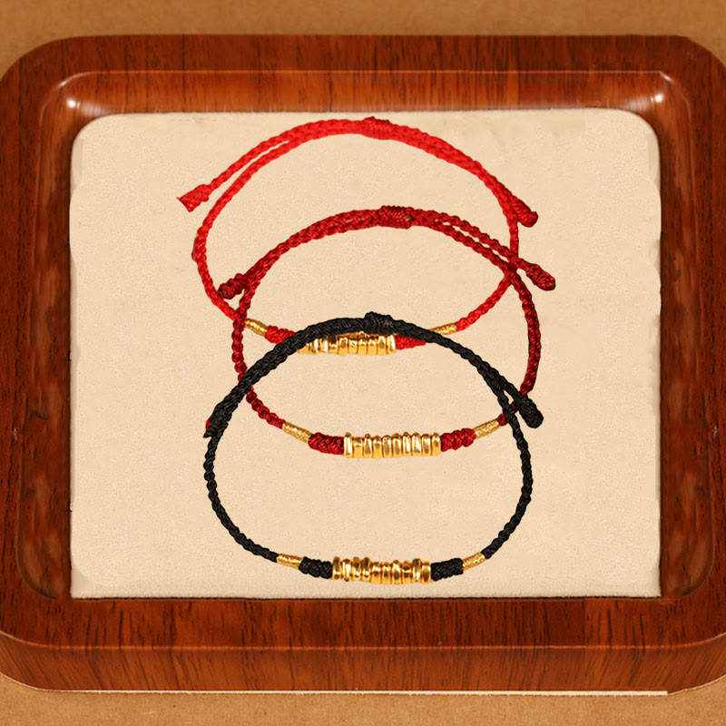 KarmaRipple's 999 Gold Small Pieces String Protection Fortune Ultra-Thin Woven Bracelet p17