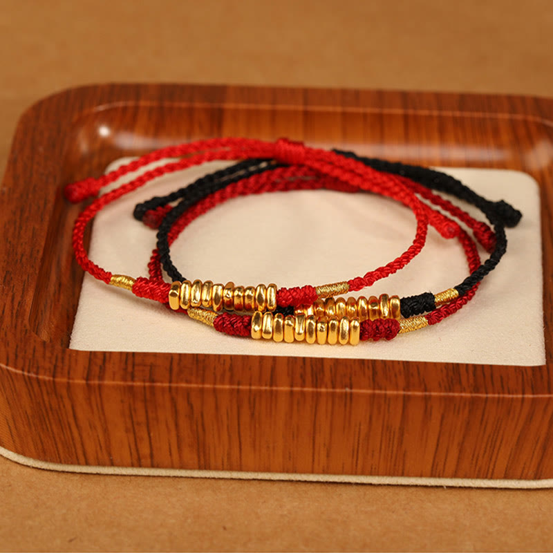 KarmaRipple's 999 Gold Small Pieces String Protection Fortune Ultra-Thin Woven Bracelet p14