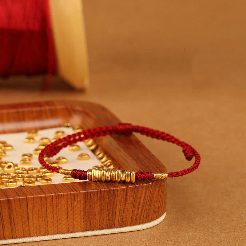 KarmaRipple's 999 Gold Small Pieces String Protection Fortune Ultra-Thin Woven Bracelet p11
