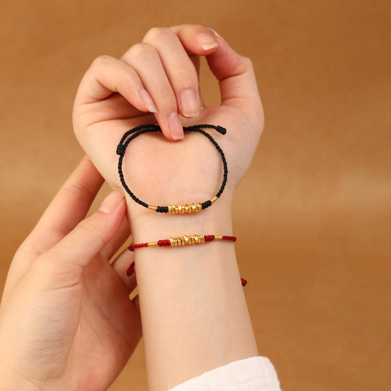 KarmaRipple's 999 Gold Small Pieces String Protection Fortune Ultra-Thin Woven Bracelet p15